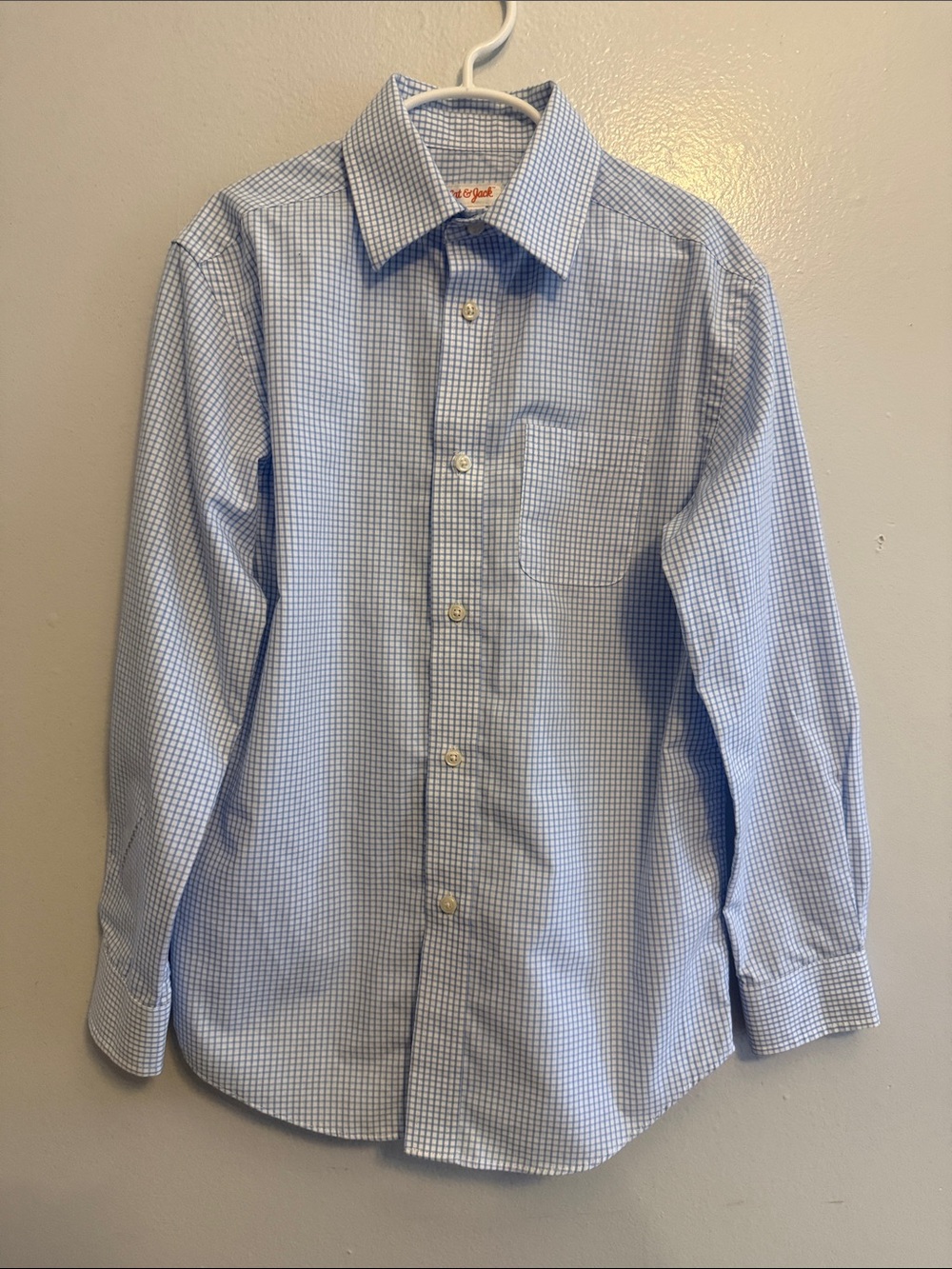 Cat & Jack Boys' Blue Micro-Check Button-Down Shirt